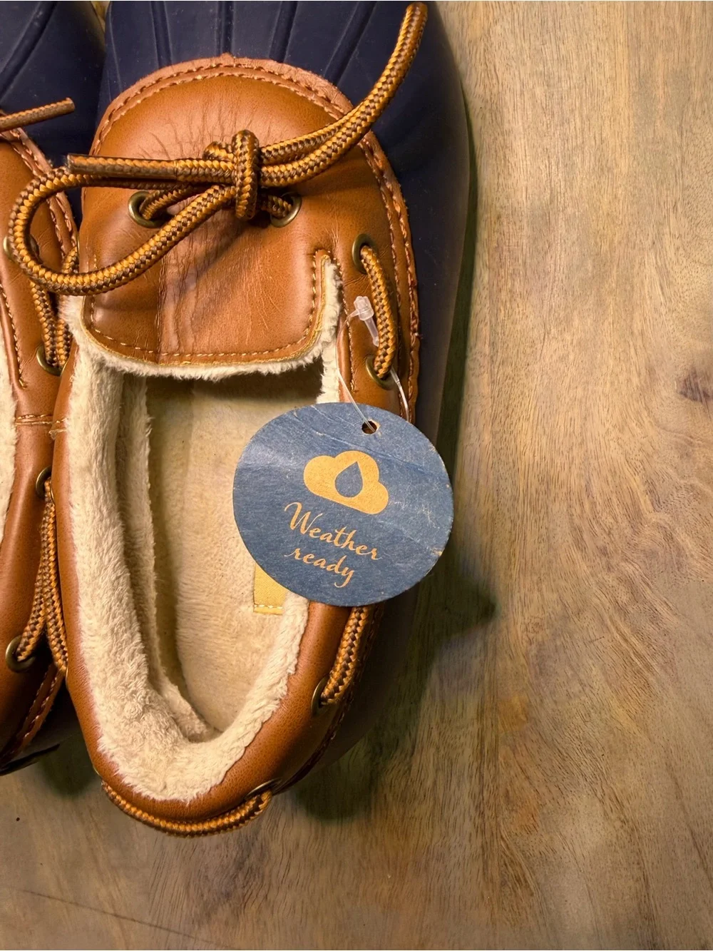 NEW JBU Mens Brown and Navy Duck Shoes - Cozy Outdoor Slip-Ons - Size 9